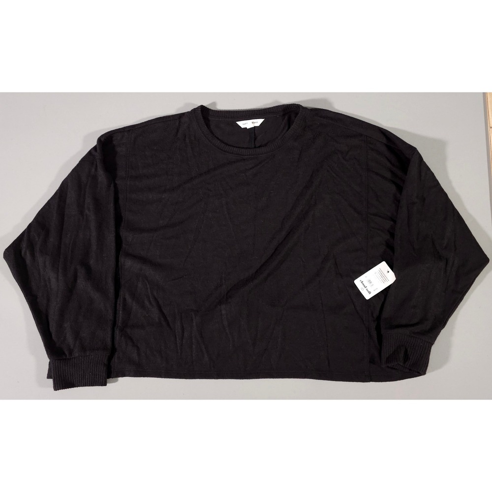 Lucky Brand Cloud Soft Top Women XL Black Long Sleeve Tulip Hem 124462
